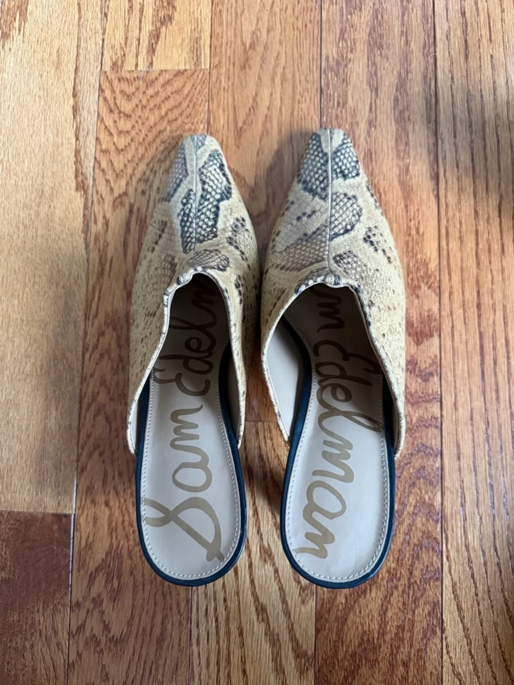Sam‎ Edelman Skya Snakeskin Print Embossed Leather Mules Sz 10.5